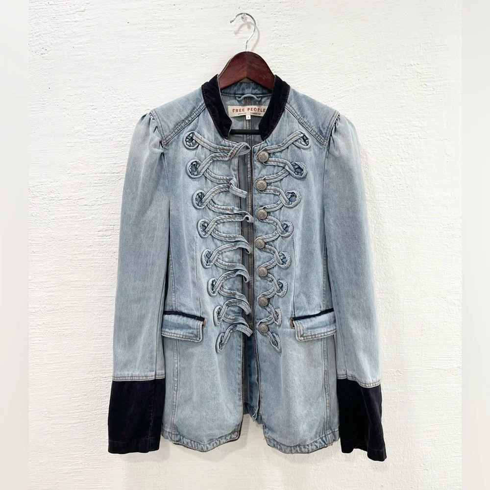 Free People Denim Seamed And Structured Jacket - Picture 2 of 8